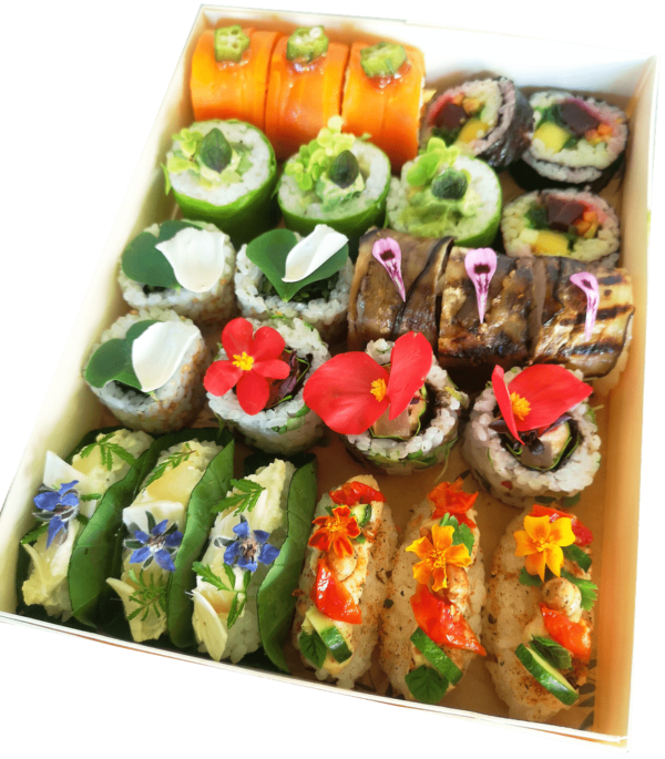 Assortiment végétal de sushis, makis et rolls YUZU VEGE produits frais