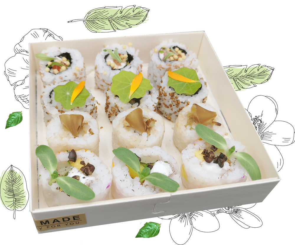 YUZU VEGE Box de sushis sucrés et fleuries